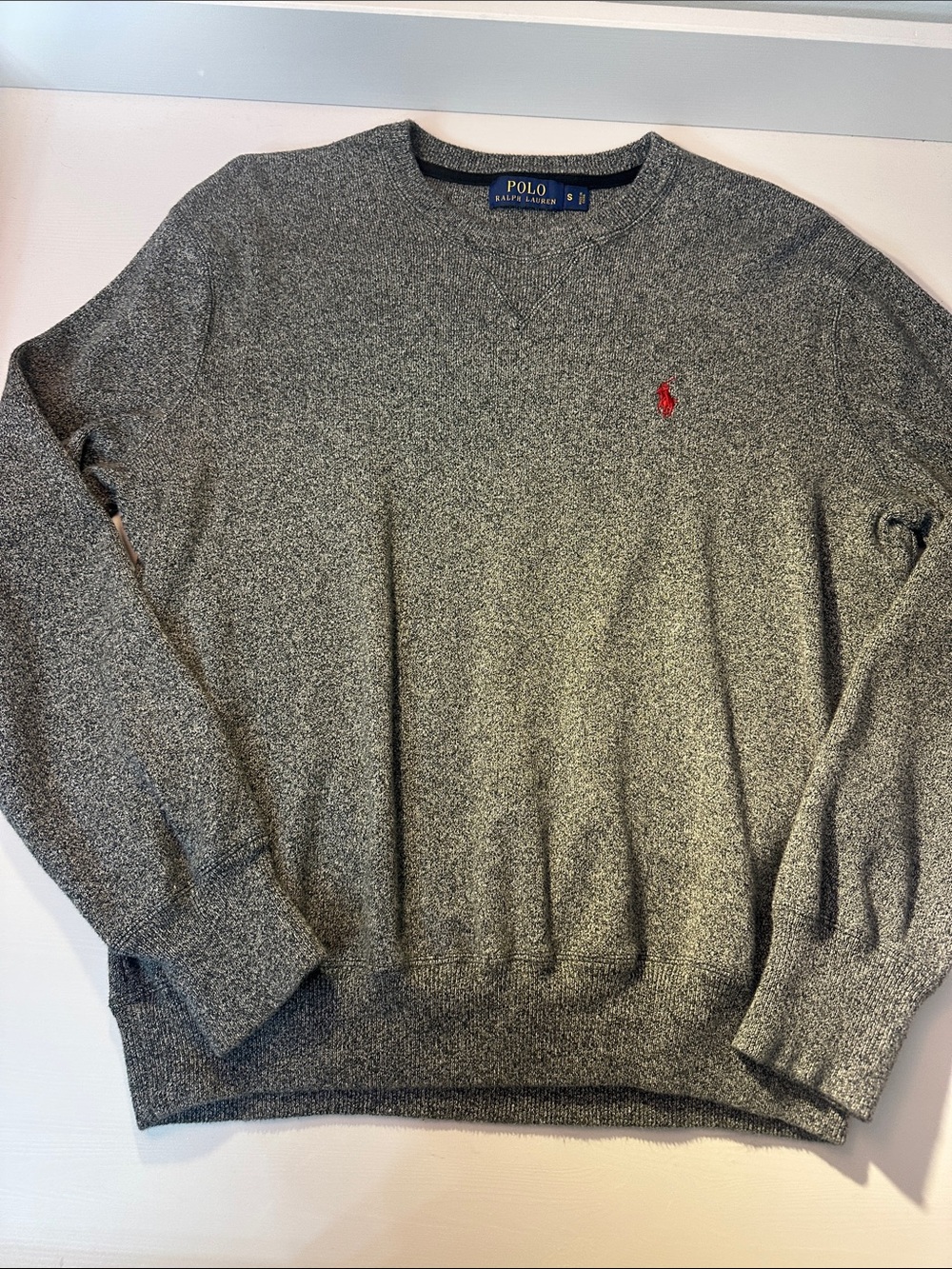 Polo by Ralph Lauren Heather Gray Crewneck Sweater with Red Pony